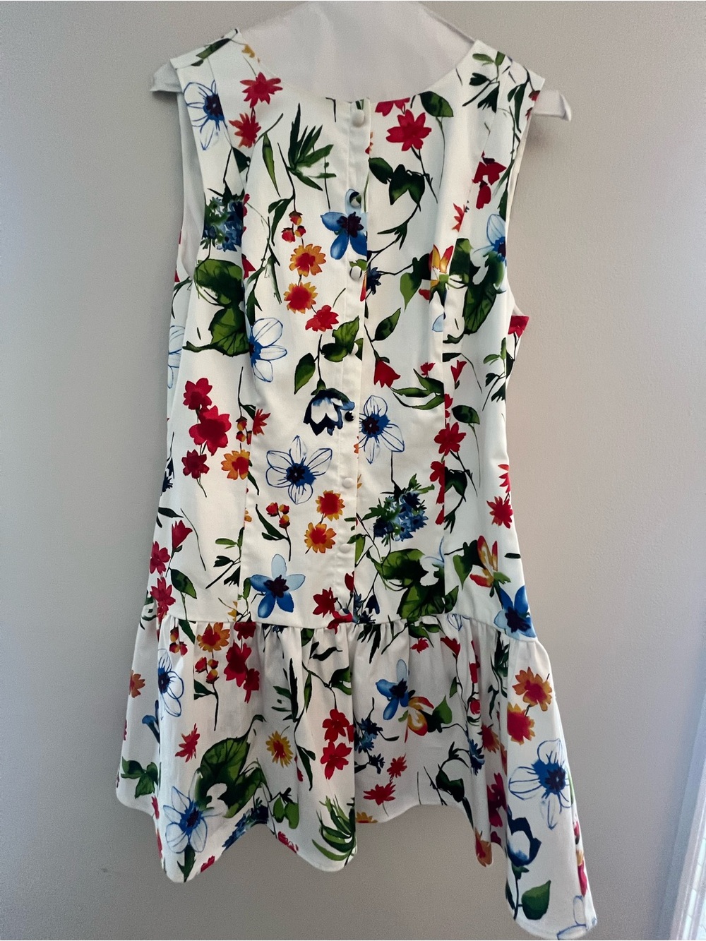 Maeve Sleeveless drop waist Dress - White with Multicolor Floral Print